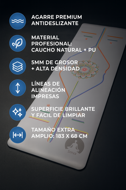 Mat Yoga Antideslizante Con Diseño Alineación | Marca Senza